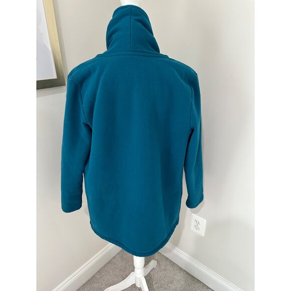 L.L.Bean Small Petite Teal Sherpa Lined Open Cardigan Style 515087 - Picture 6 of 15